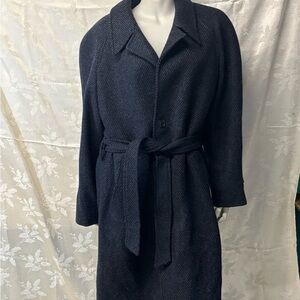 Vintage Women's Black and Navy Trench Coat